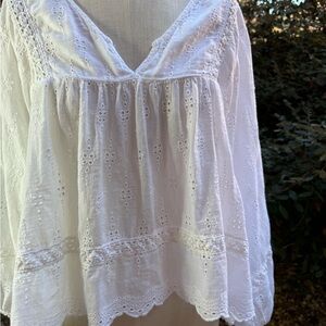 American Eagle Cream Eyelet Top
